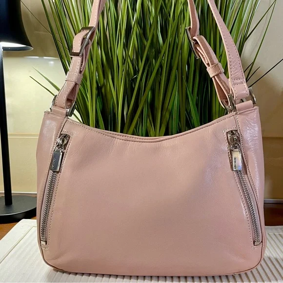 Perlina New York Pink Leather Shoulder Bag - Picture 1 of 16